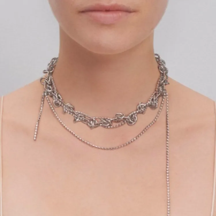 JUSTINE CLENQUET Swarovski Crystal Palladium-Plated Necklaces Women's Silver-3