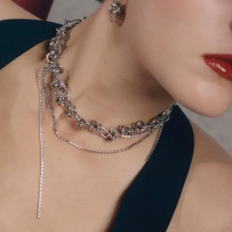 JUSTINE CLENQUET Swarovski Crystal Palladium-Plated Necklaces Women's Silver-4