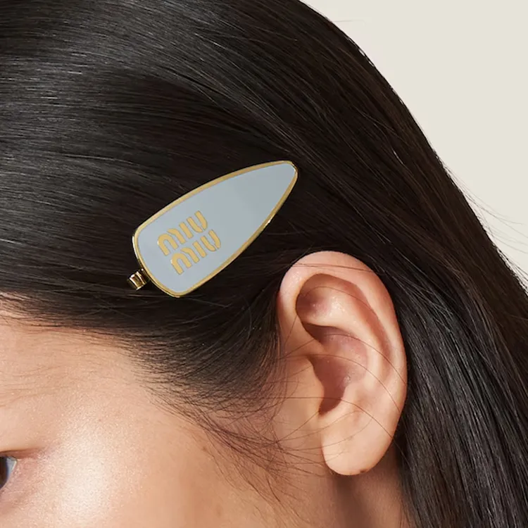 MIU MIU Metal, Enamel Hair Clips Women's Pearl Gray-2