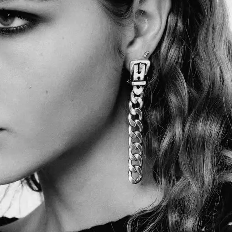 ZARA Steel Zinc Brass Titanium Earrings Women's Silver-2