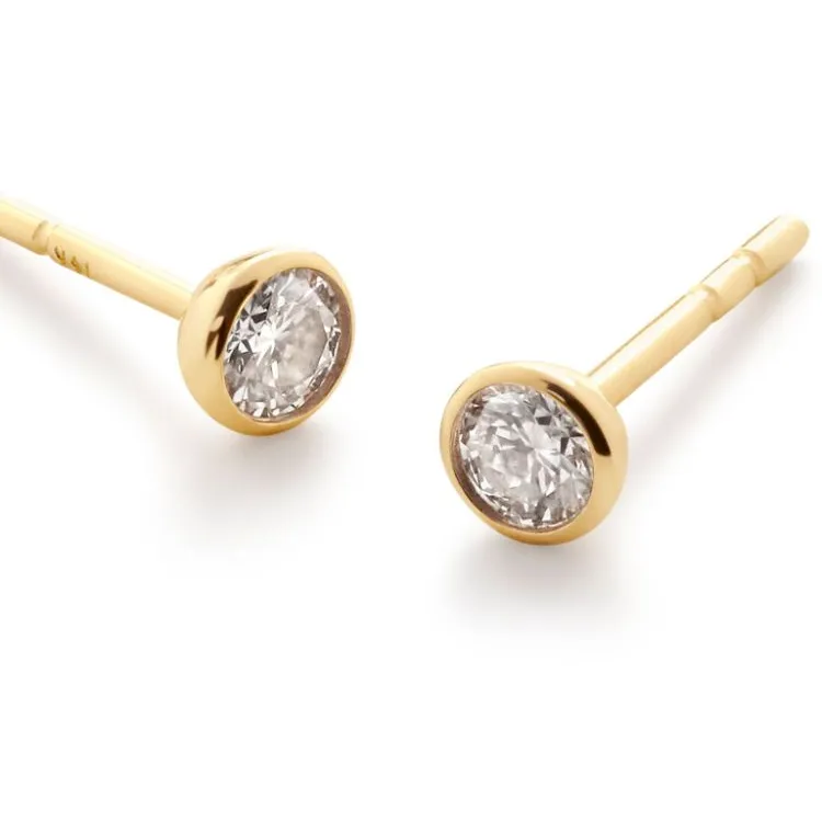 Monica Vinader 18kt Gold Vermeil Solitaire Diamond Earrings-2