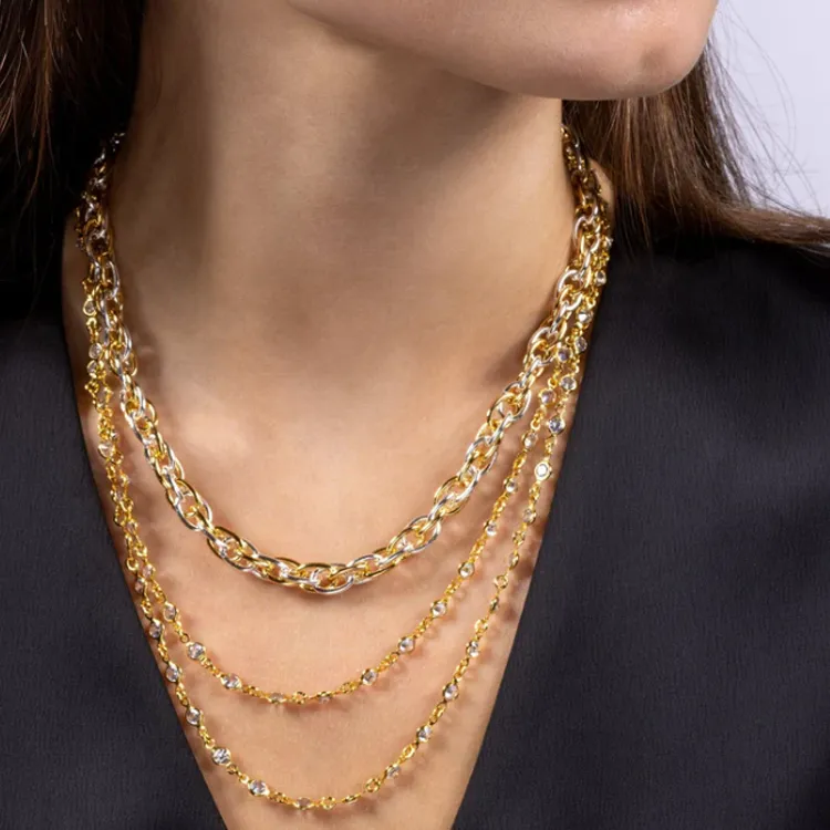 Crystal Haze 18K Gold-Plated Brass Silver-Plated Necklaces Unisex Silver/Gold-3