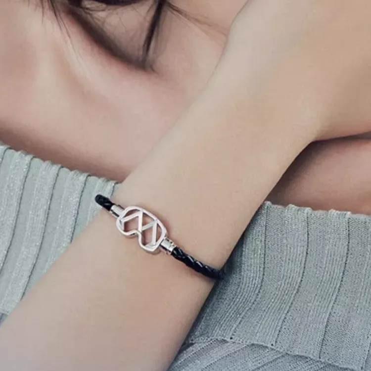 ICEWALD 925 Sterling Silver Gold-Plated Cow Leather Bracelets Unisex Silver-1