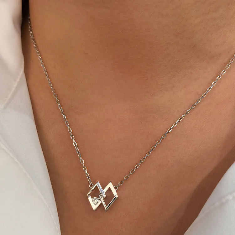 ICEWALD 925 Sterling Silver Gold Plated Diamond Necklaces Unisex Silver-4