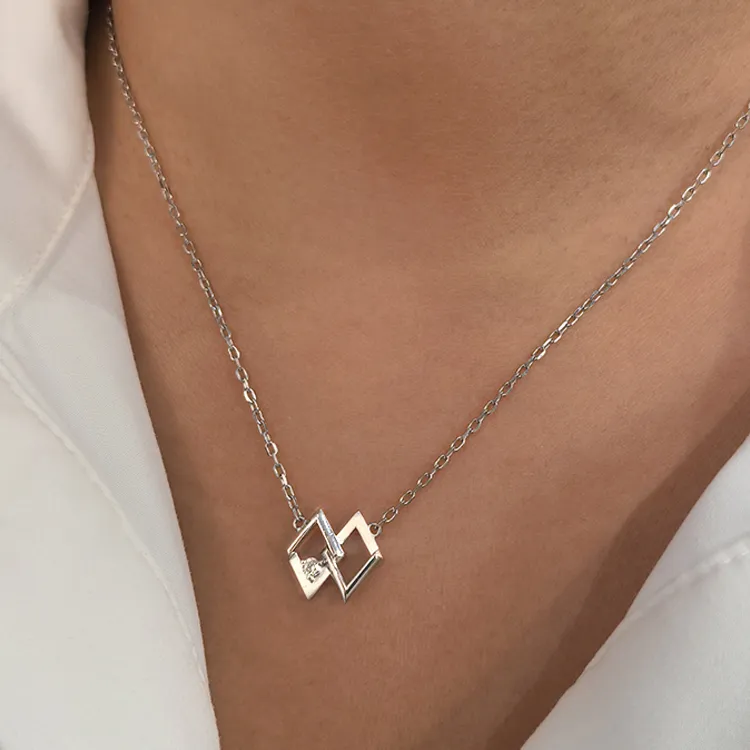 ICEWALD 925 Sterling Silver Gold Plated Diamond Necklaces Unisex Silver-1