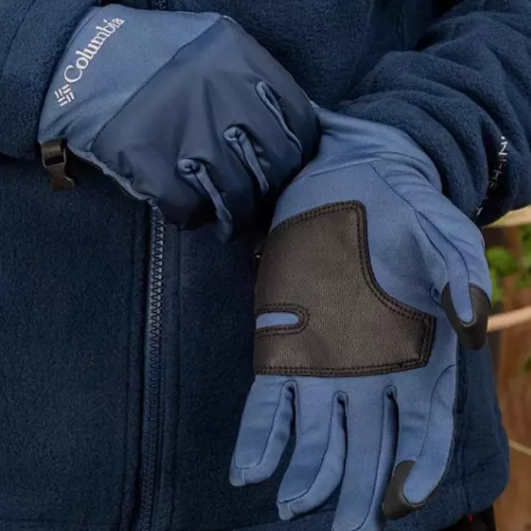 Columbia Polyester Elastane Artificial Leather Gloves Men's Blue-7