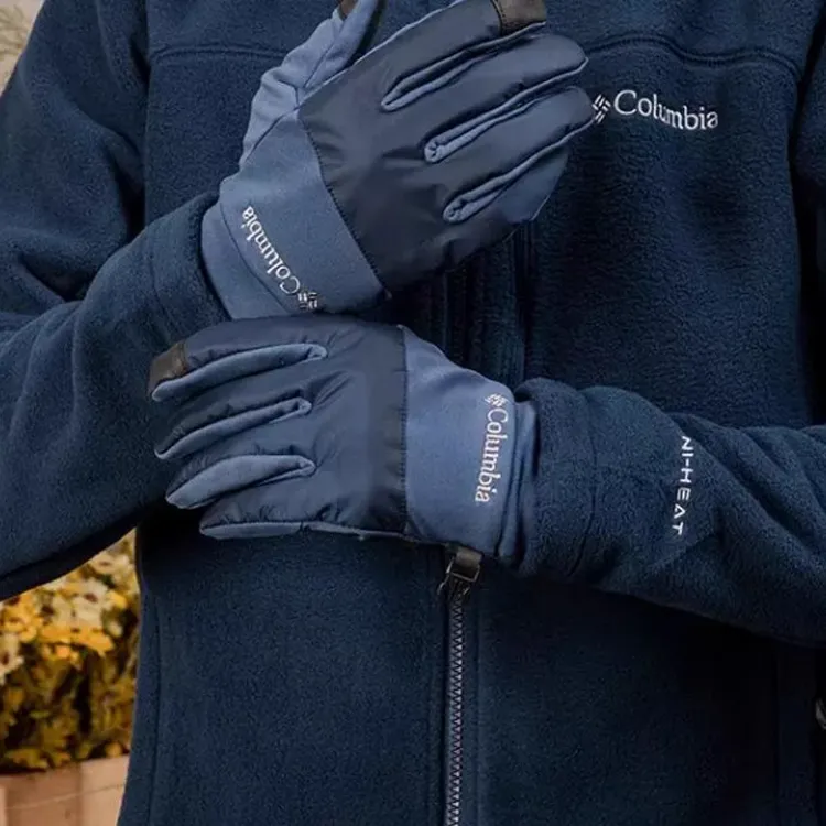 Columbia Polyester Elastane Artificial Leather Gloves Men's Blue-6