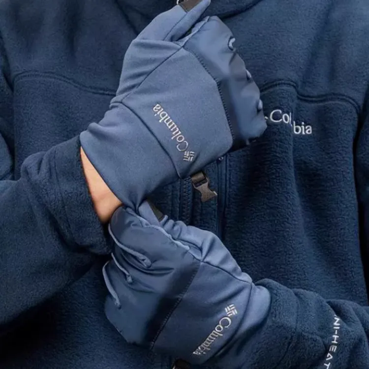 Columbia Polyester Elastane Artificial Leather Gloves Men's Blue-5