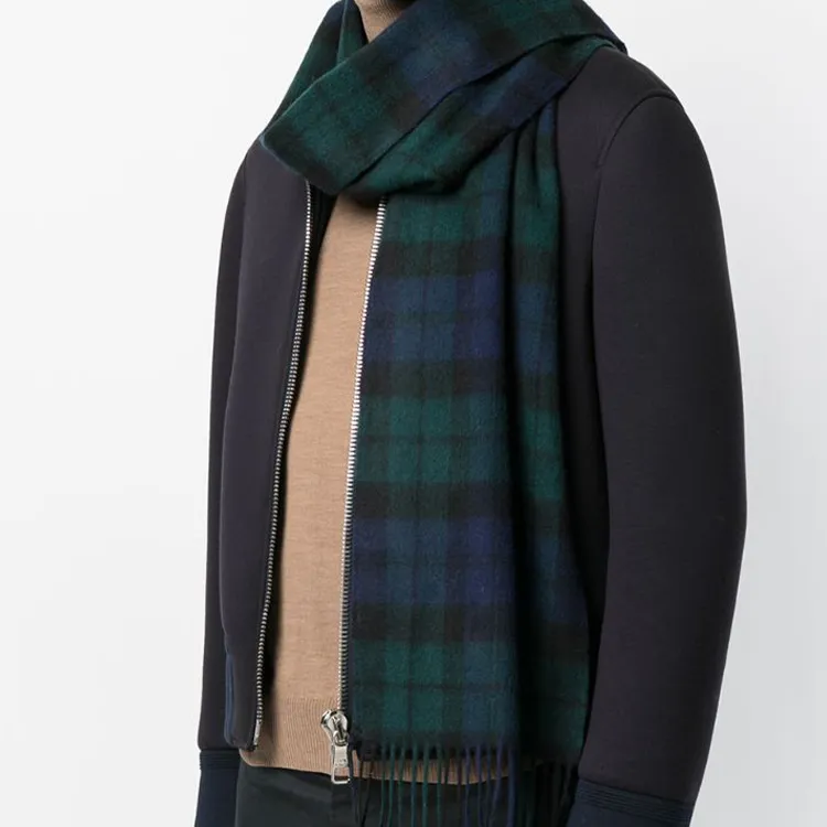 BARBOUR Lambswool Cashmere Knit Scarves Men's Green-1