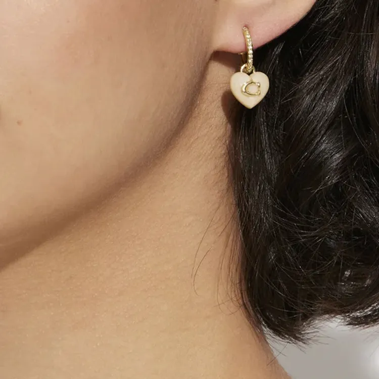 COACH Resin Brass Windshield Washer Fluid Crystal Plastic Earrings Unisex Gold-2