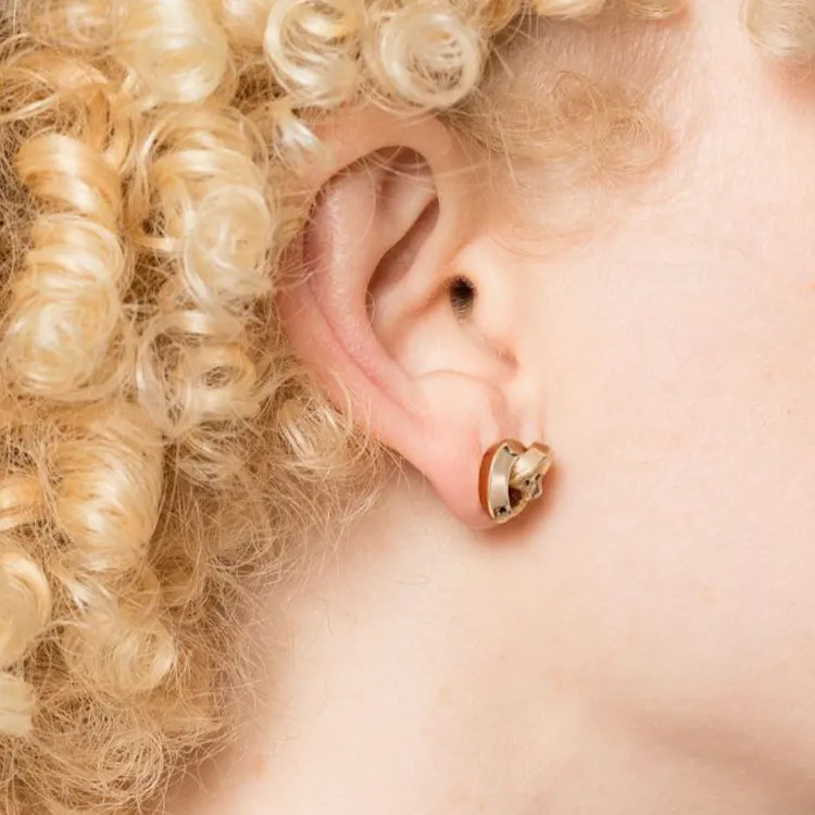 CHANEL 12K Gold-Plated Brass Stud Earrings Women's Gold-1