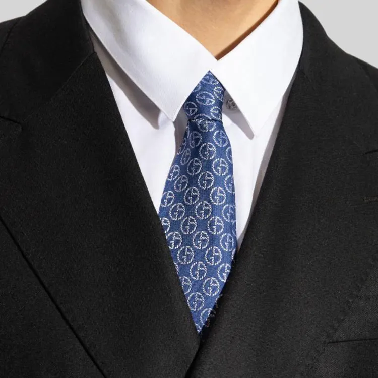 GIORGIO ARMANI Pure Silk Tie With Jacquard Monogram-2