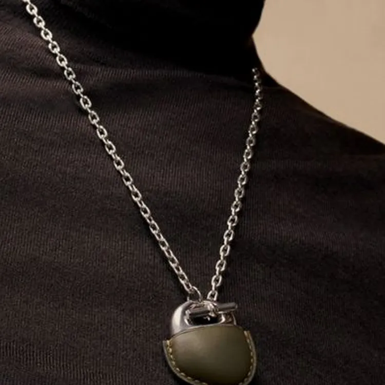 HERMES Calfskin Metal Necklaces Men's Multicolor-1
