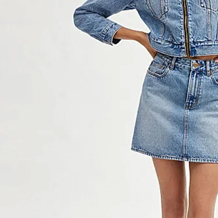 COACH FW23 Denim Short Skirts Women's Light Blue-3