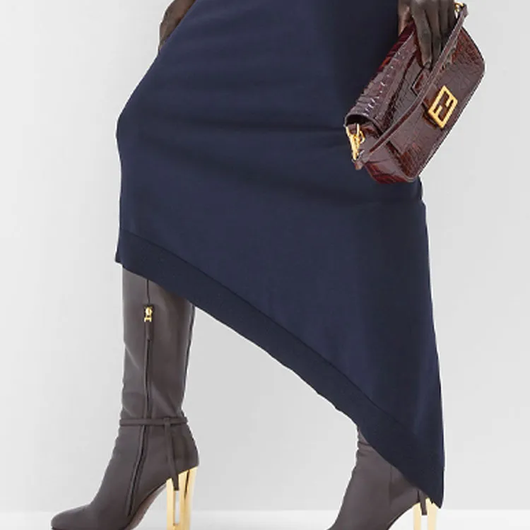 FENDI Open Back Asymmetric Knitted Maxi Dress-2