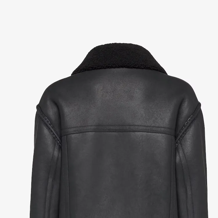 FENDI Leather Jackets Men Black-2