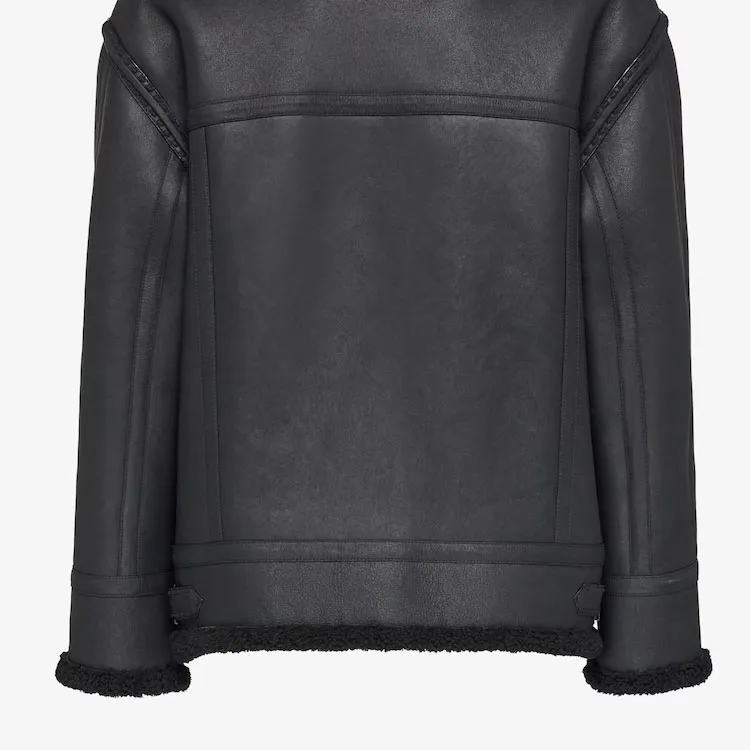 FENDI Leather Jackets Men Black-3