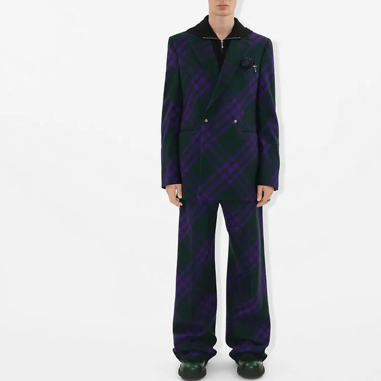 Burberry Check pattern Wool Trousers-1