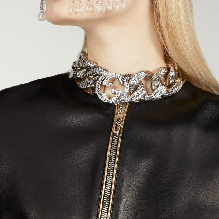 GUCCI Leather Jackets Women's Black-4