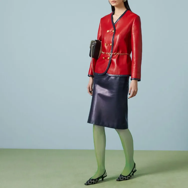 GUCCI Leather Jackets Women's Red-2