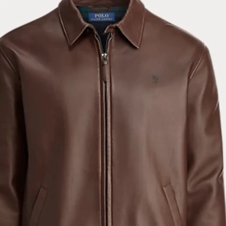 Polo Ralph Lauren Leather Jacket Men's Brown-5