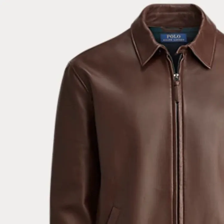 Polo Ralph Lauren Leather Jacket Men's Brown-4