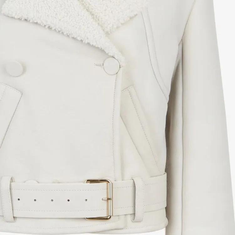 FENDI Leather Jacket Women's White-3