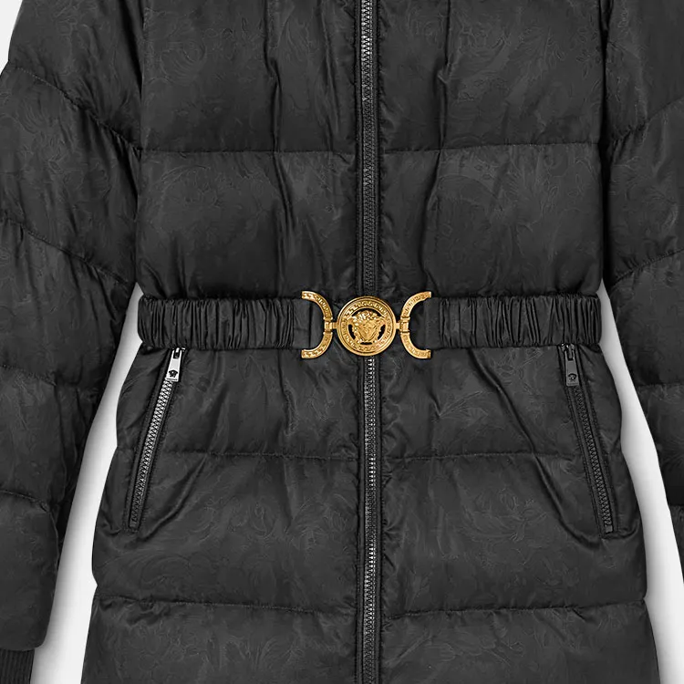 VERSACE Barocco print Belted Puffer Jacket-5