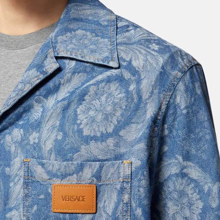 VERSACE Barocco Silhouette Denim Shirt-4