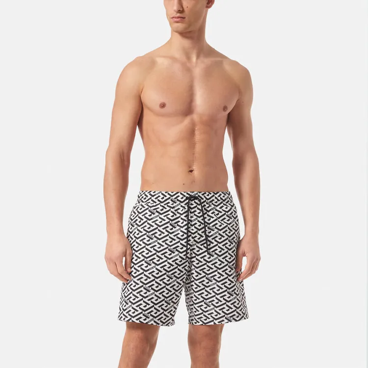 VERSACE SS23 Beach Shorts Men's Black White-1