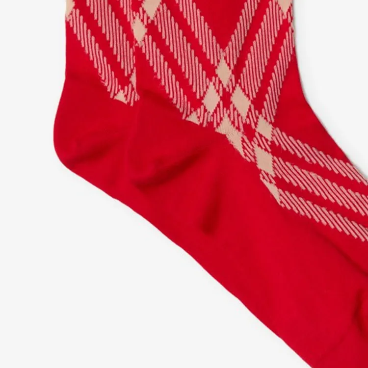 Burberry Mid-Calf Socks Unisex 1 Pack Red-2