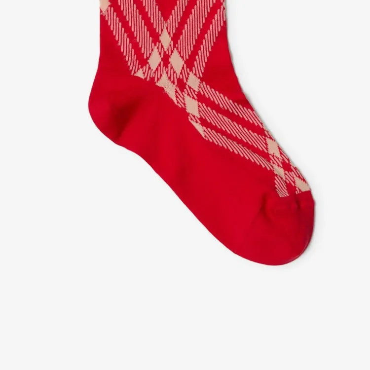 Burberry Mid-Calf Socks Unisex 1 Pack Red-3