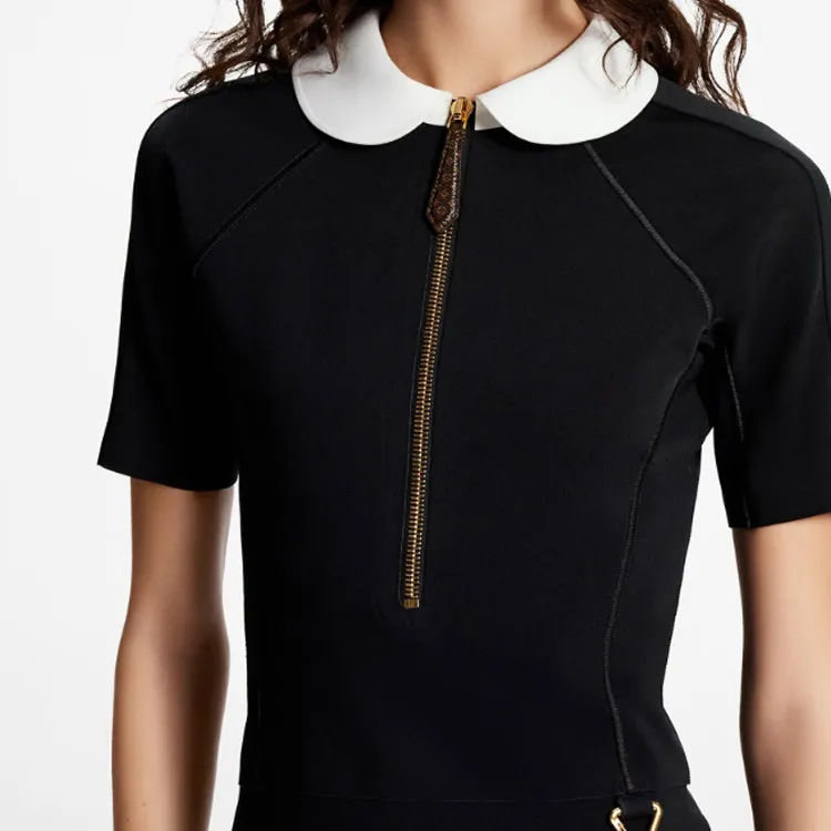 Lv Technical Jersey Peter Pan Collar Dress-2