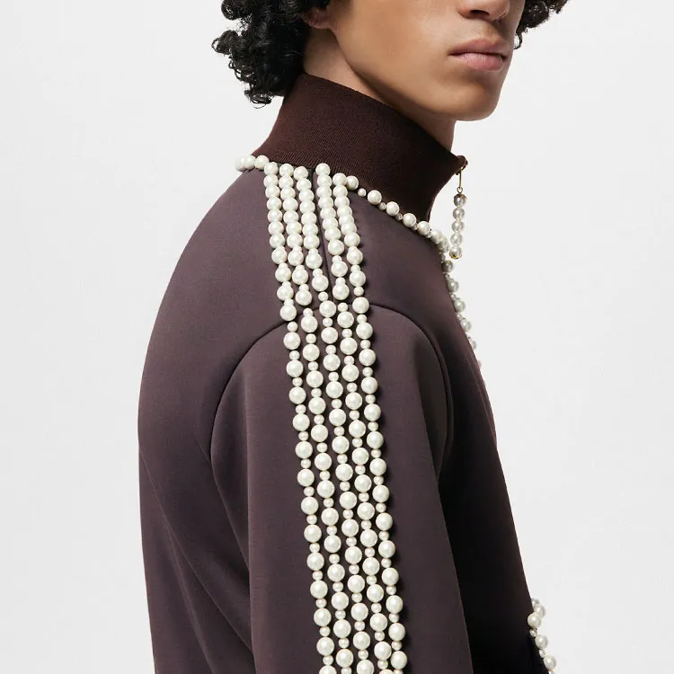 LOUIS VUITTON Technical Cotton Track Top Embellished With Pearls-5