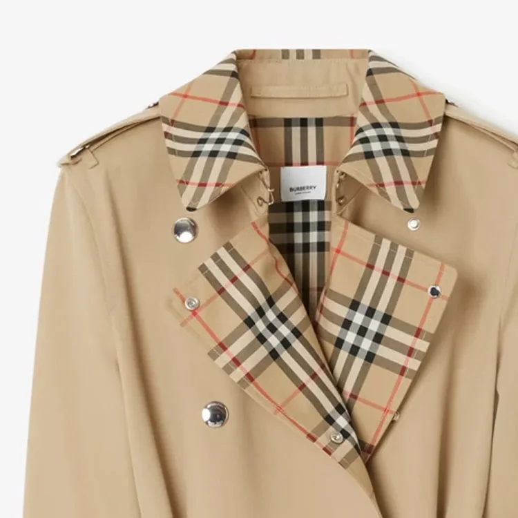 Burberry Vintage Check trim Short Trench Coat-4