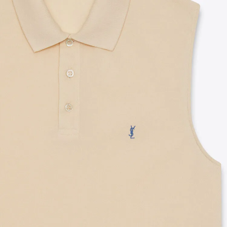 SAINT LAURENT Cassandre Sleeveless Polo Shirt-5