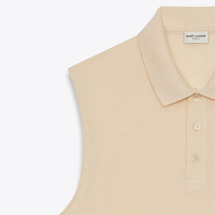 SAINT LAURENT Cassandre Sleeveless Polo Shirt-2