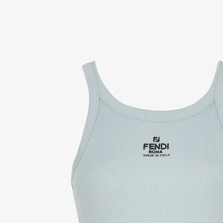 FENDI Logo Embroidered Knitted Tank Top-3