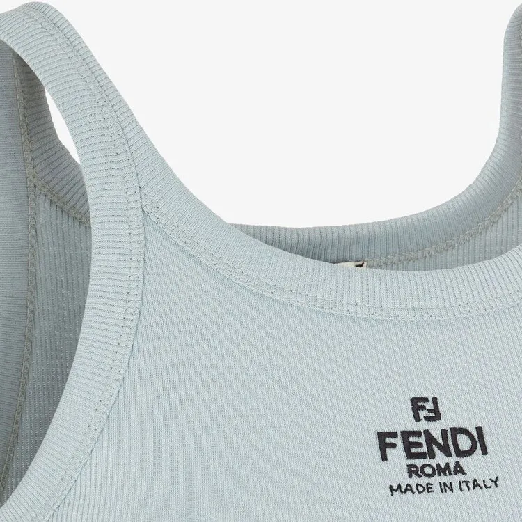 FENDI Logo Embroidered Knitted Tank Top-2