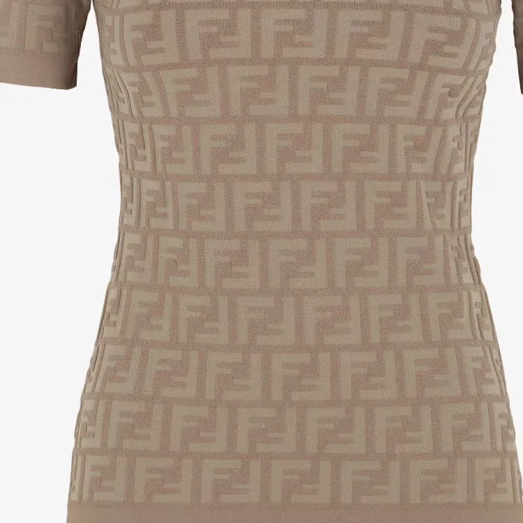 FENDI Monogram Detailed Knit T-Shirt-2