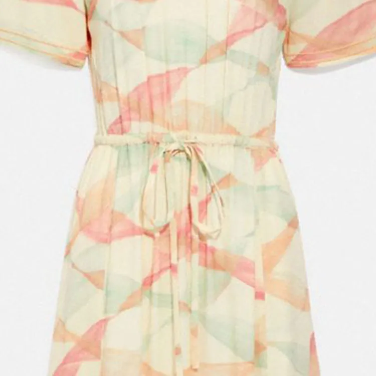 COACH Short-Sleeved Dresses Women's Beige Yellow-4