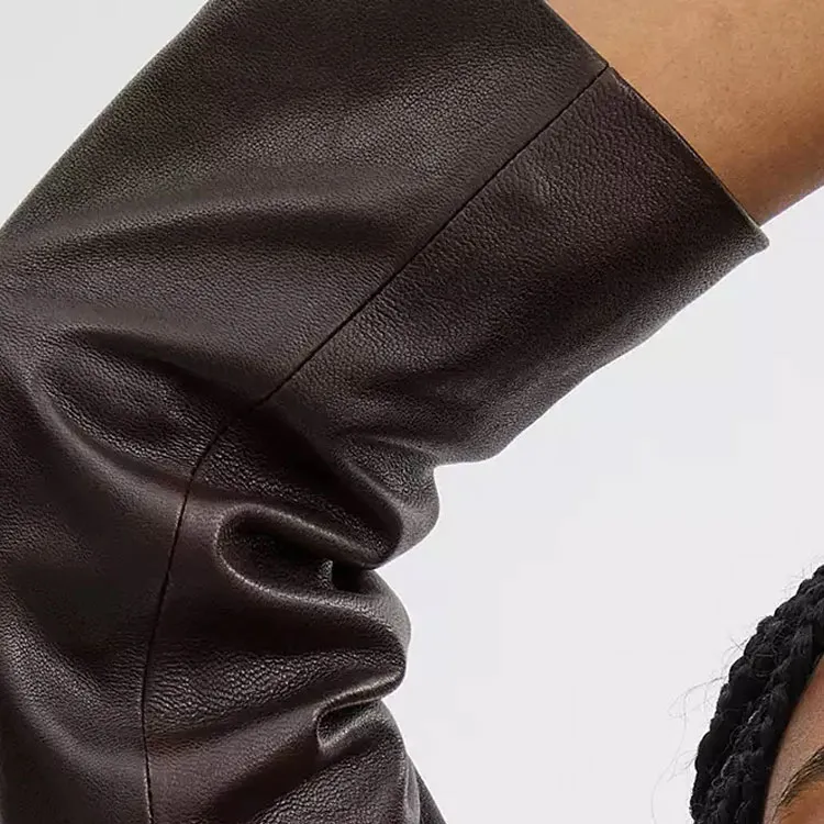 COACH Leather Jacket Women's Brown-3