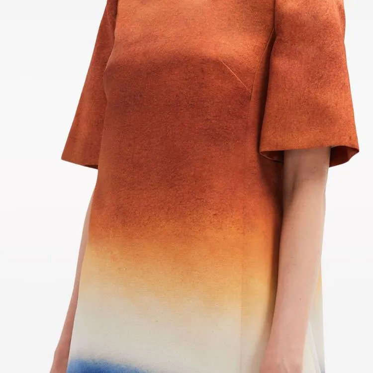 OSCAR DE LA RENTA Abstract Ombré-print Shift Minidress-5