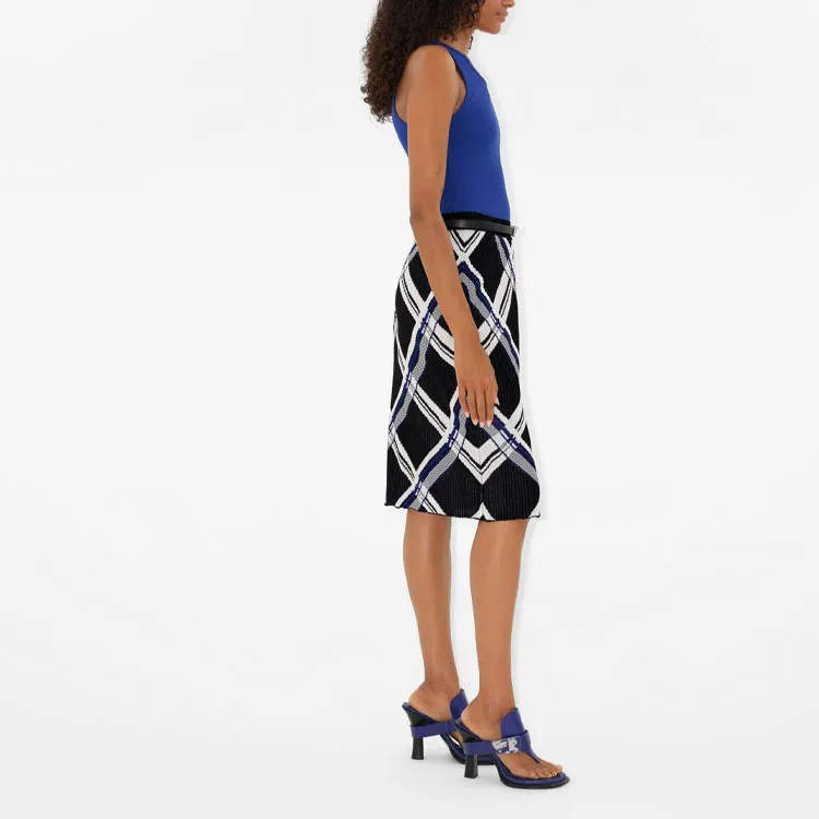 Burberry Checked Silk Skirt-3