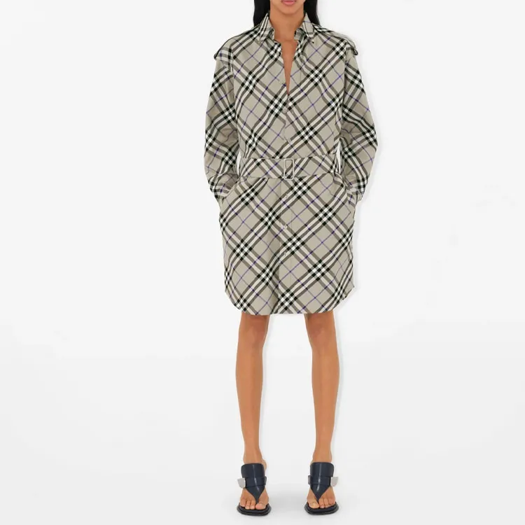 Burberry Vintage Check print Cotton Shirt Dress-2