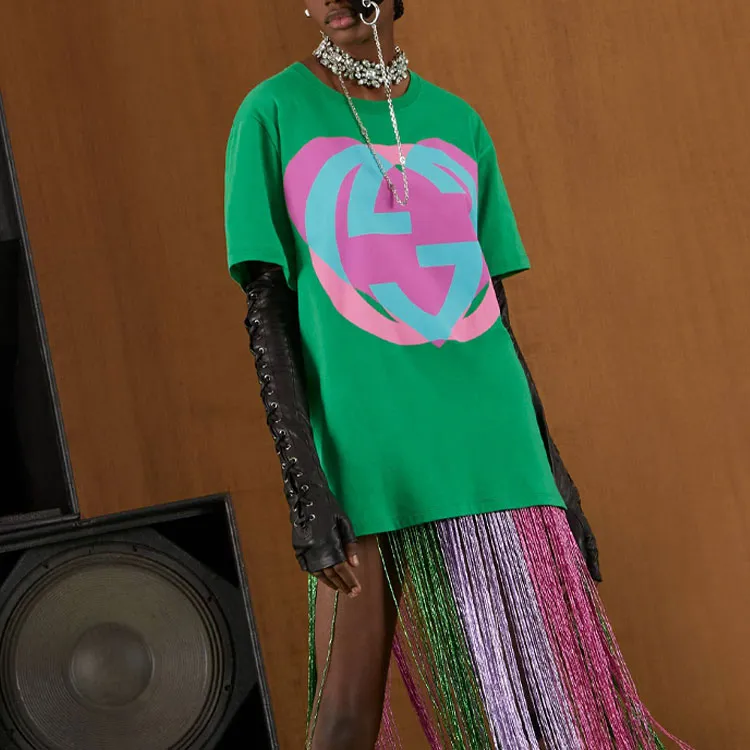 GUCCI Interlocking G Heart print T shirt-4