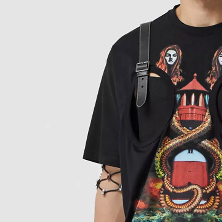 Burberry Cut Out Detail Mermaid Print T shirt-5