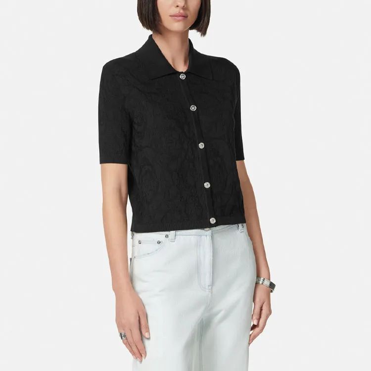 VERSACE Floral jacquard Silk cotton Top-3