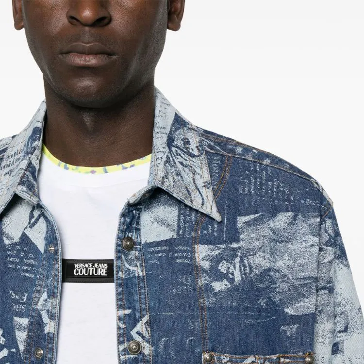 VERSACE JEANS COUTURE Magazine print Denim Shirt-4