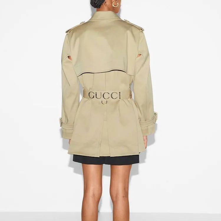 GUCCI Belted Button-Up Trench Coat-3